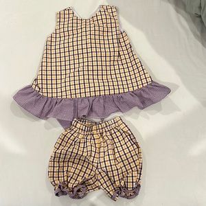 Like new Baby girl LSU purple and gold two piece outfit by Lulu Bebe